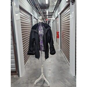 Vintage Metropolitan Size Small Oversized Quilted Black Jacket w/ Faux Fur Trim